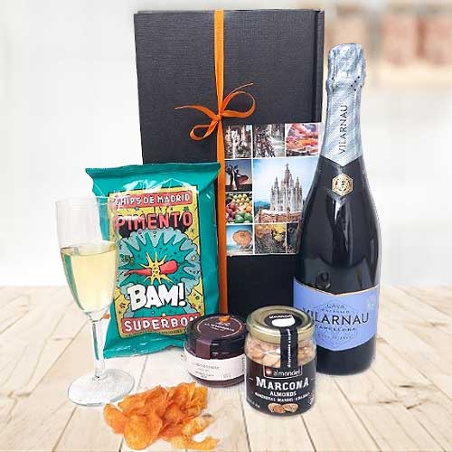 Spanish Gift Basket With Sparkling-Prosecco Gift Basket