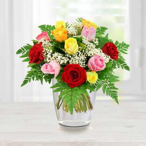 Muliti Color Rose Bouquet-Send Birthday Gifts to Bielefeld