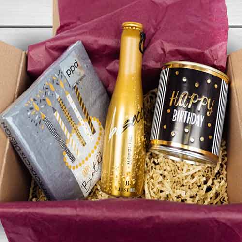 Sparkling Wine With Cake-Birthday Gifts Non Alcoholic
