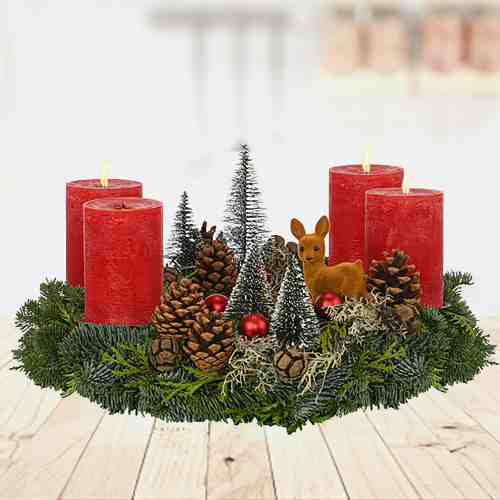 Large red Advent Wreath-Send Christmas Wreath to Hanover