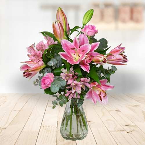 - Romantic Lily Rose Alstromerie Bouquet Delivery