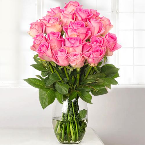 20 Pink Roses-Birthday Flower Bouquet For Mom To Germany