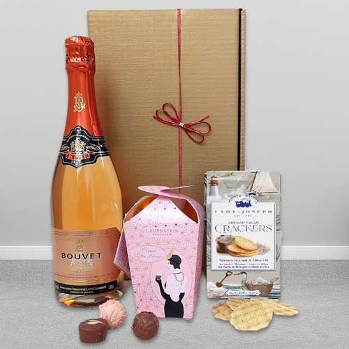 Luxury Rosé Crémant & Chocolate Gift Box For Her