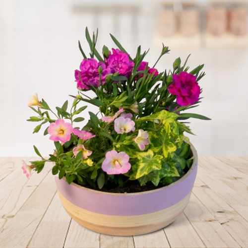 Pink Carnation & Million Bells Bamboo Bowl For Germany