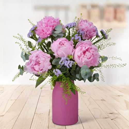 Pink Peony & Statice Bouquet Delivery Germany