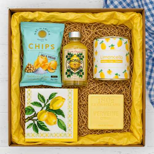 Limoncello Summer Gift Box Germany – Lemon Cake, Chips & Mediterranean Treats