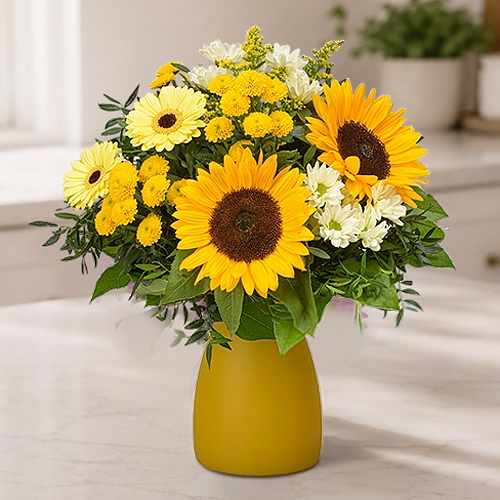 Yellow Sunflower & Germini Bouquet Delivery