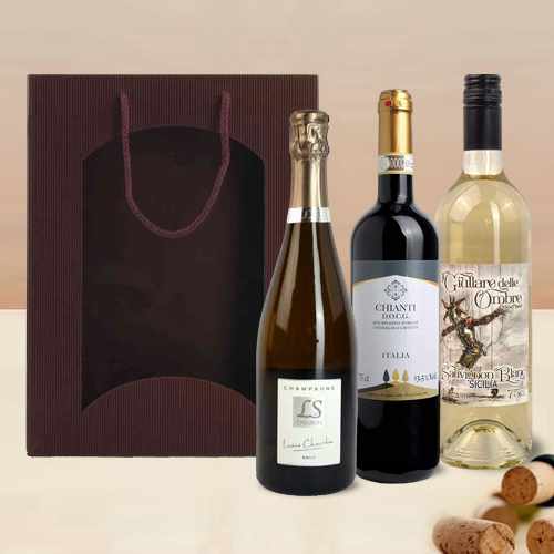 French Champagne & Italian Wine Trio Gift Box