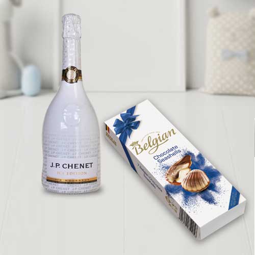 White Sparkling Wine N Chocolates-Anniversary Gift Ideas For Wife