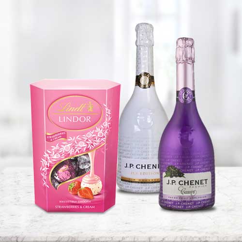 Pink and White Champagne with Lindt Pralines 