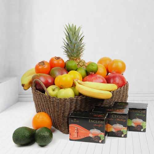 Fruits And Tea Basket-Get Well Packages To Send
