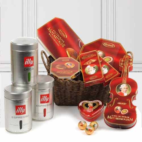 Illy Coffee Chocolate Basket-Marriage Anniversary Gift For Parents