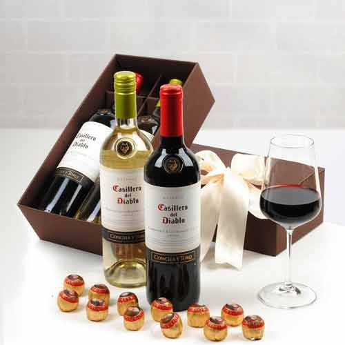 Casillero Duo And Chocolates-Friend Birthday Gifts Long Distance