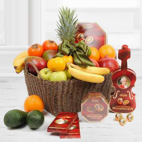 Fruit And Chocolate Gift Basket-Get Well Soon Food Delivery