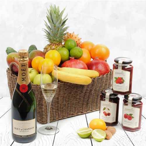 Fruits And Champagne Basket-Best Gifts For Mom And Dad Christmas