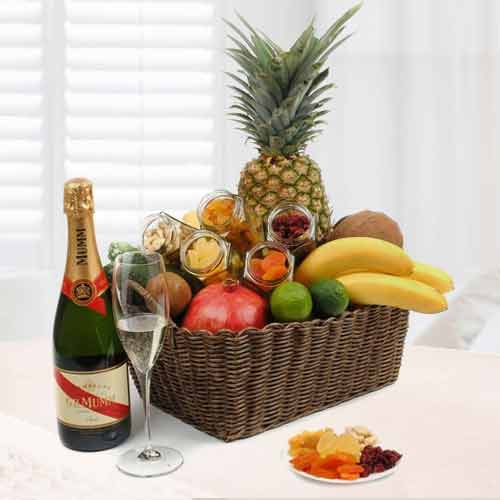 Champagne With Fruits N Nuts-Farewell Gift Ideas For Coworker