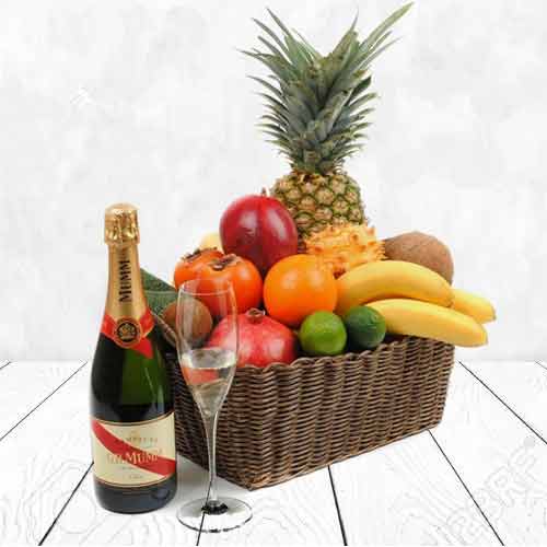 Fruits Champagne Basket-Gift For New Brother In Law