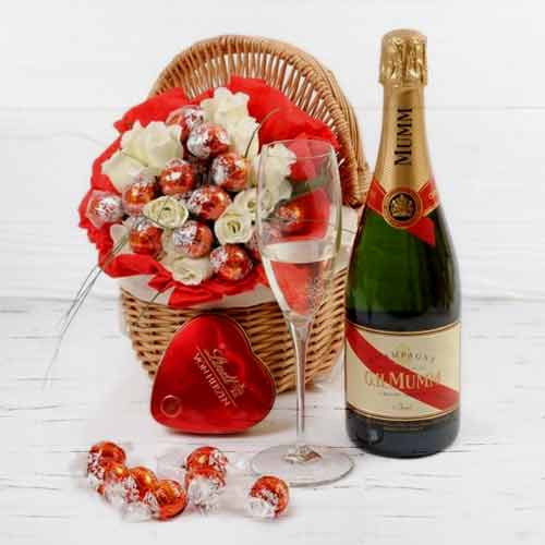 Chocolate And Champagne Basket-Gift Basket Ideas For Girlfriend