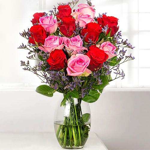 Red And Pink Roses Bouquet-Birthday Flower  Arrangement