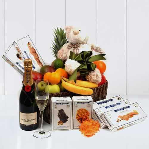 Fruits Champagne N More-Champagne Gift Basket Delivery