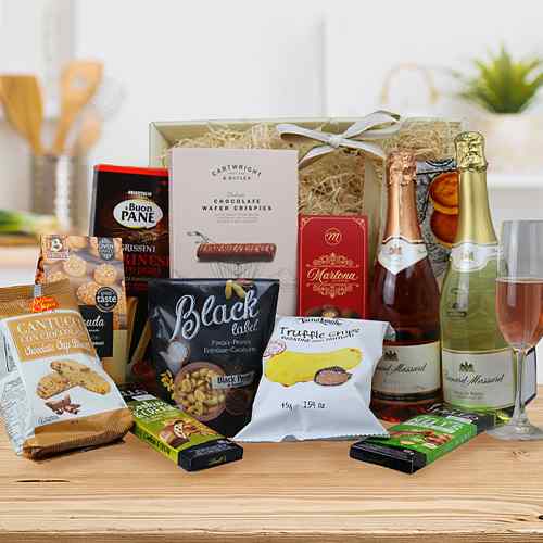 Gift Basket Champagne And Nibbles-Thank You Gift Food