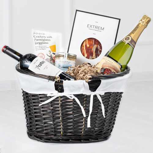 Sophisticate Iberian Ham Basket-Holiday Wine Gift Basket
