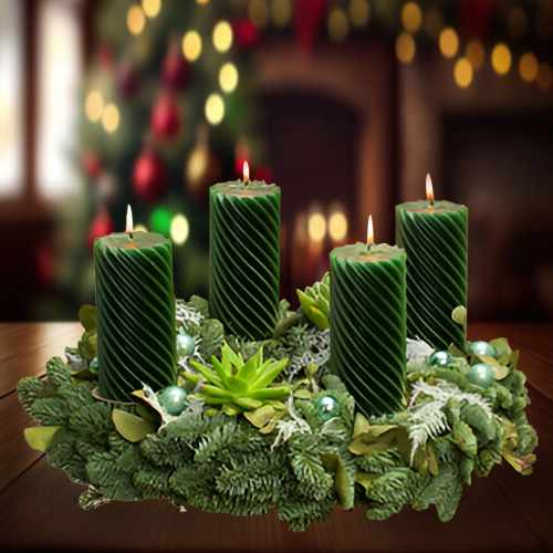 Advent Wreath Winter-Winter Wonderland Candle Wreath