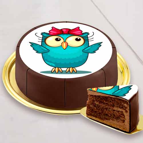 Owl Motif Cake-Happy Birthday Cake Daughter