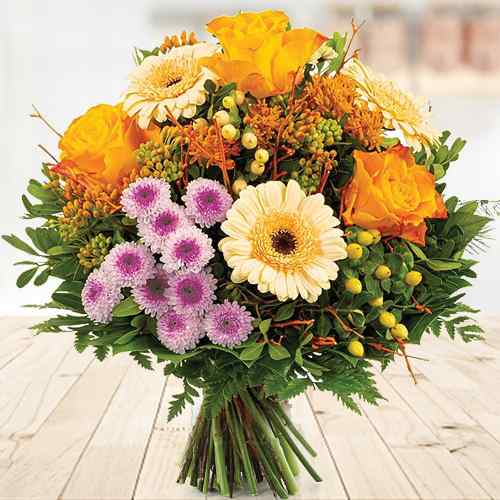 Orange Yellow Pink Bouquet-Birthday Floral Arrangements